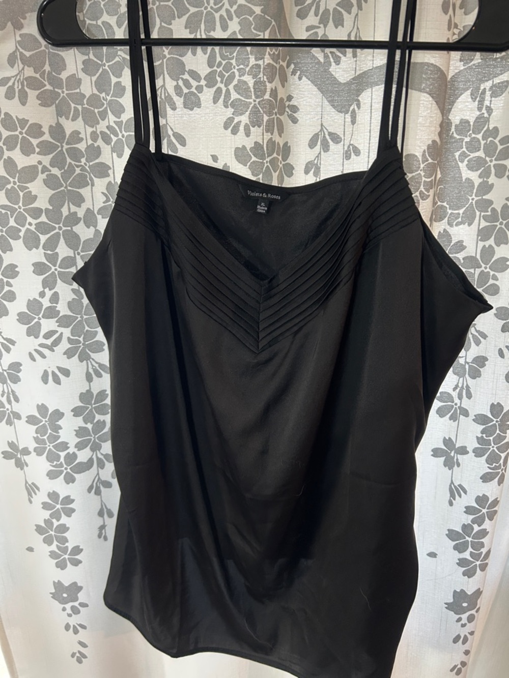 Violet & Rocco Black Pleated V-Neck Cami